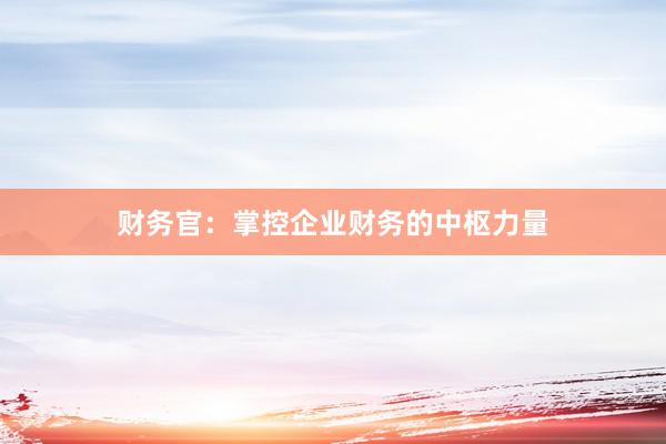 财务官：掌控企业财务的中枢力量